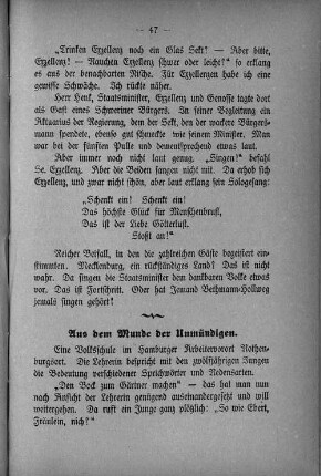 Aus dem Munde der Unmündigen.