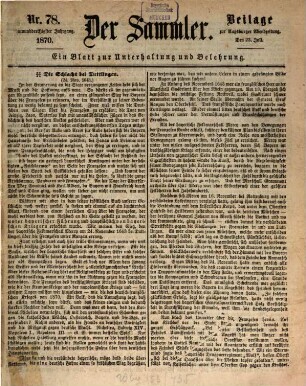 Der Sammler. 39, [2] = Nr. 78 - 146. 1870