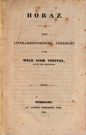 Horaz : eine literarhistorische Übersicht