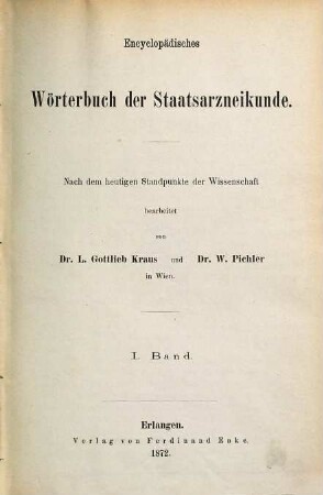 Encyclopädisches Wörterbuch der Staatsarzneikunde, 1