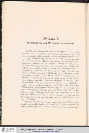 Abschnitt V. Wechselstrom und Wechselstrommaschinen