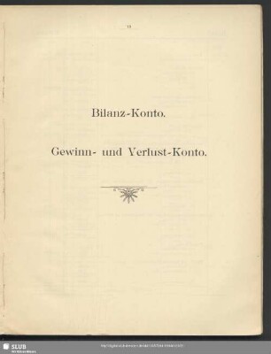 Bilanz-Konto. Gewinn- und Verlust-Konto