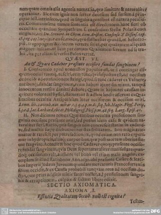 QUAEST. VI. An & Quare Cadaver praesente occisore fundat sang vinem?