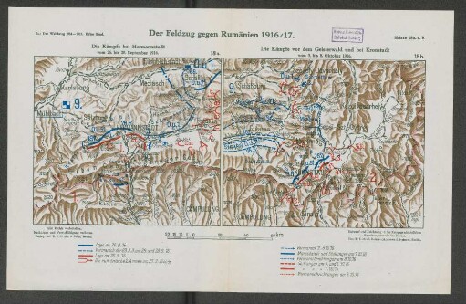 Skizze 18a. Der Feldzug gegen Rumänien 1916/17. Die Kämpfe bei Hermannstadt vom 26. bis 28. September 1916.