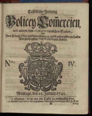 Nro. IV, Montags, den 25. Januar 1745