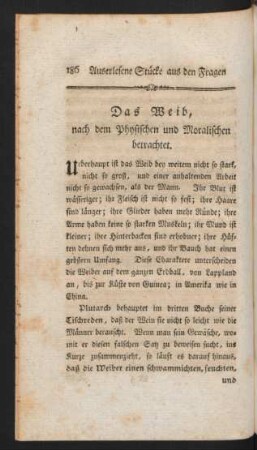 Das Weib, nach dem Physischen und Moralischen betrachtet.