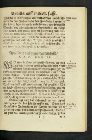 Appellatio auff unverwantem fusse/ Cap. CXXIII.