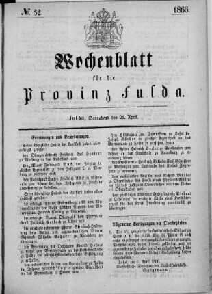 Nr. 32, Ausgabe vom 21. April 1866