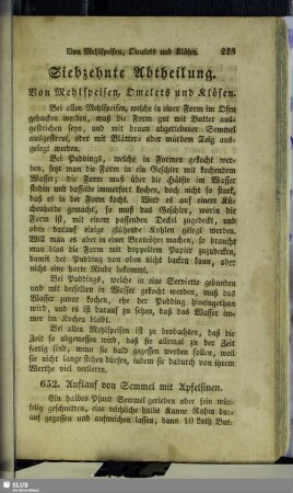 Siebzehnte Abtheilung. Von Mehlspeisen, Omelets und Klösen