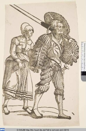Landsknecht mit Zweihänder und seiner Frau