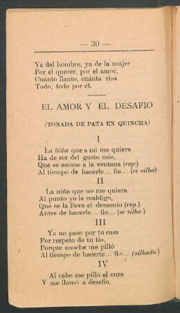 El amor y el desafío : (Tonada de pata en quincha)
