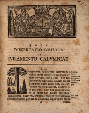 Dissertatio Ivridica De Ivramento Calvmniæ : = Vom Eydt vor Gefährde