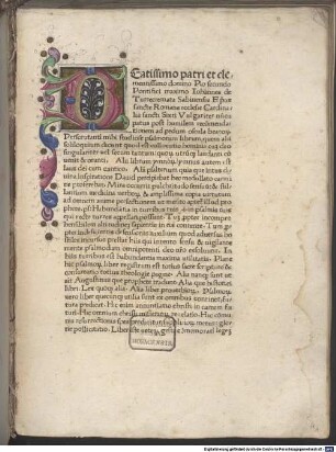 Expositio super toto psalterio : mit Vorrede des Autors an Papst Pius II.