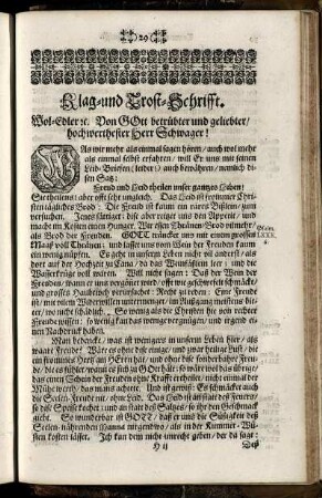 Klag- und Trost-Schrift.