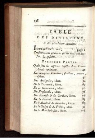 TABLE DES DIVISIONS