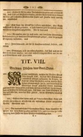 Tit. VIII. Von denen Pflichten derer Amts-Diener