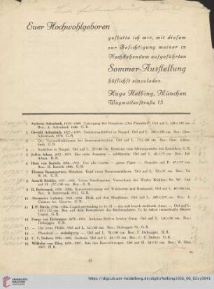[Faltblatt Sommer-Ausstellung II, 1931]
