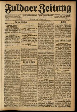 Erste Ausgabe vom Samstag, den 07. Juli 1917.