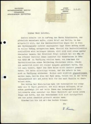 E. Kunze an W. Schaefer