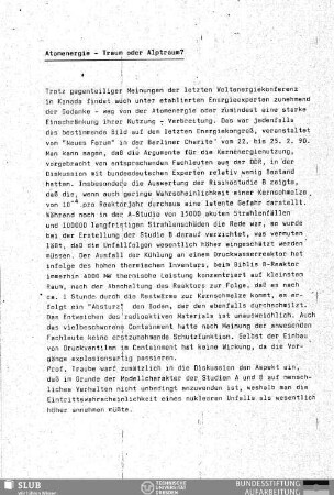 Atomenergie - Traum oder Alptraum?