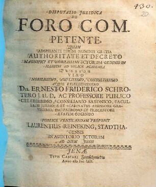 Disputatio Iuridica De Foro Competente
