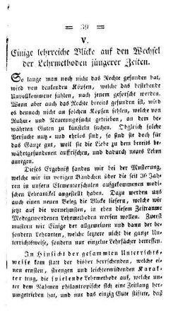 Einige lehrreiche Blicke auf den Wechsel der Lehrmethoden jüngerer Zeiten
