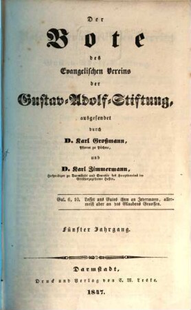 Der Bote des Evangelischen Vereins der Gustav-Adolf-Stiftung, 5. 1847