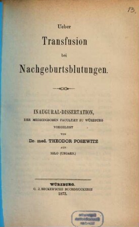 Ueber Transfusion bei Nachgeburtsblutungen
