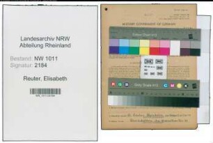 Entnazifizierung Elisabeth Reuter , geb. 10.04.1902 (Kauffrau)