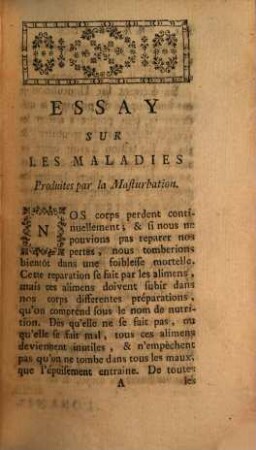 L' Onanisme Ou Dissertation Physique Sur Les Maladies produites par la Masturbation