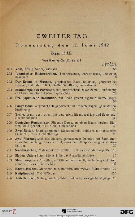 Zweiter Tag: Donnerstag, den 11. Juni 1942, Beginn 15 Uhr (Nr. 201-433)