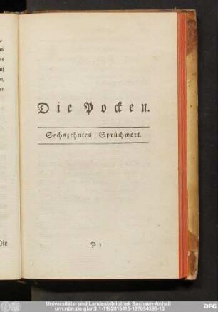 Die Pocken. Sechszehntes Sprüchwort.