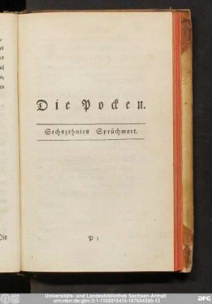 Die Pocken. Sechszehntes Sprüchwort.