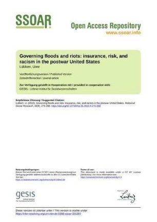 Governing floods and riots: insurance, risk, and racism in the postwar United States