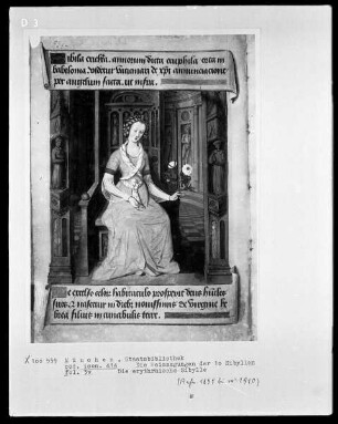 Die Weissagungen der elf(?) Sibyllen in ihren Beziehungen zur Bibel — Die erythräische Sibylle, Folio 3verso