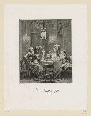 Le Souper fin, Blatt 23 der Folge "Suites d'Estampes pour servier a l'Histoire du Costume en France dans le Dix-Huitième Siècle"