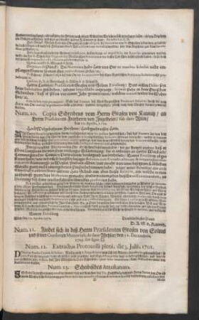 Num. 11. Findet sich in deß Herrn Praesidenten Grafen von Solms und seiner Consorten Memoriali, de dato Wetzlar/ den 31. Decembris, 1703. sub signo