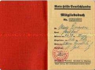 Mitgliedsausweis der Roten Hilfe Deutschlands