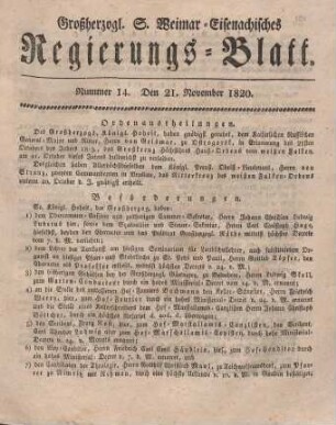 Nr. 14 : 21. November 1820