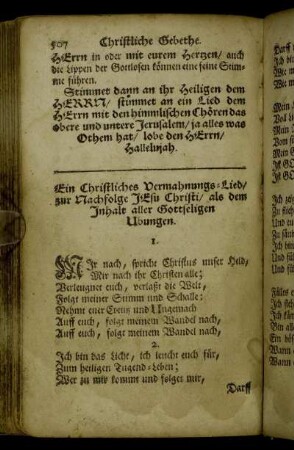 Ein Christliches Vermahnungs-Lied/ zur Nachfolge Jesu Christi/ als dem Inhalt aller Gottseligen Ubungen.