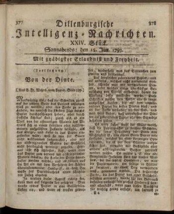 XXIV. Stück. Sonnabends: den 15. Jun. 1793.