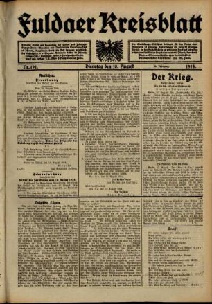 Ausgabe vom Dienstag, den 18. August 1914.