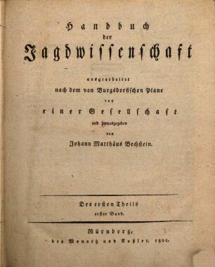 Handbuch der Jagdwissenschaft. I,1. (1801)