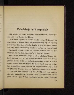 Tabaksduft im Rampenlicht