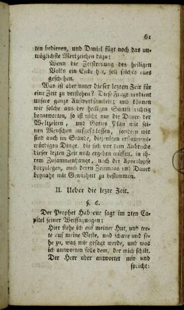 II. Ueber die lezte Zeit.
