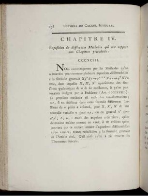 Chapitre IV. Exposition de différentes Methodes qui ont vapport aux Chapitres precedents.