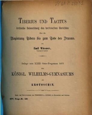 Programm des Königlichen Wilhelms-Gymnasiums zu Krotoschin : zu Ostern ..., 1876/77 = 23