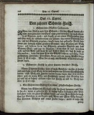 Das 12. Capitel. Von zahmen Schwein-Fleisch.