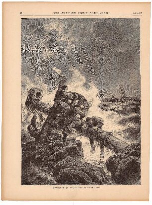 Schiffbrüchige, Originalzeichnung von Th. Weber