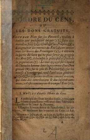 L' ordre du cens ou les dons gratuits